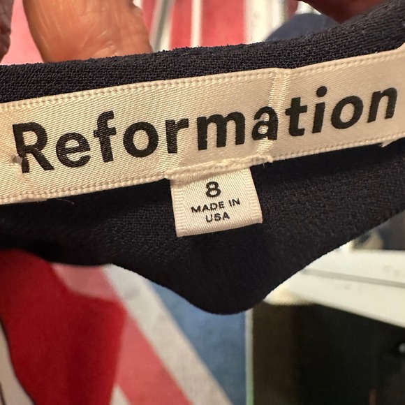 Reformation Navy Lysander Midi Dress Size 8 - Picture 3 of 12